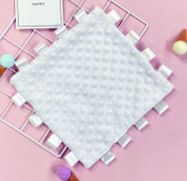 Sublimation Baby Tags Security Blankets - Baby Soothing Plush Blanket with white Tags, 10"x10" Square Sensory Toys, for Babies Boys and Girls