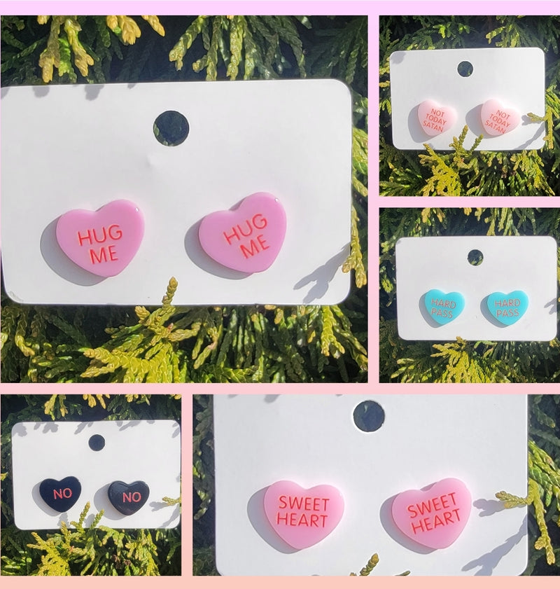 Conversation heart Stud earrings Front View - Sublimation Blank Canada | WestCoastCraft