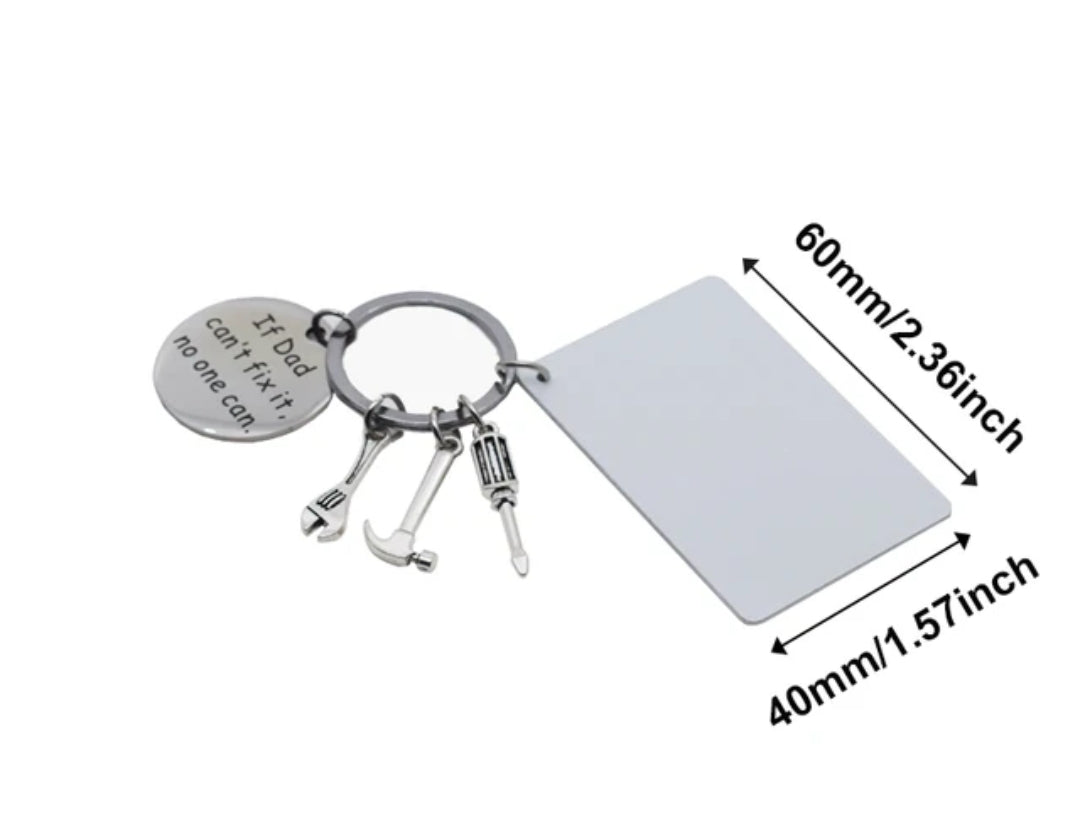 Tool Charms Keychain with Rectangle Aluminum Sheet for Sublimation