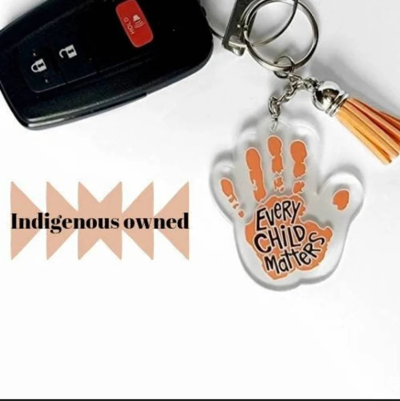 Every Child Matters Keychain Orange Shirt Day for Residential School Survivors made by an Indigenous from Odanak Front View - Sublimation Blank Canada | WestCoastCraft