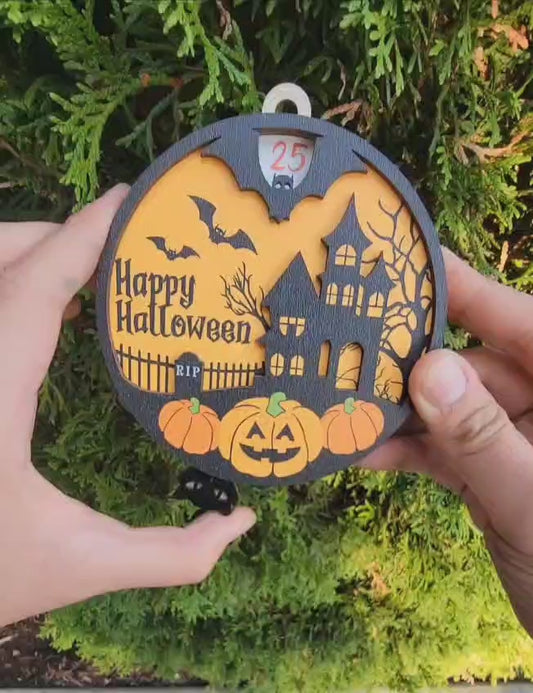 *NEW* HALLOWEEN COUNTDOWN ORNAMENT -  ENGRAVED AND UV PRINTED