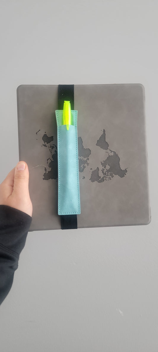 PU leather notebook/book pen holder with garter