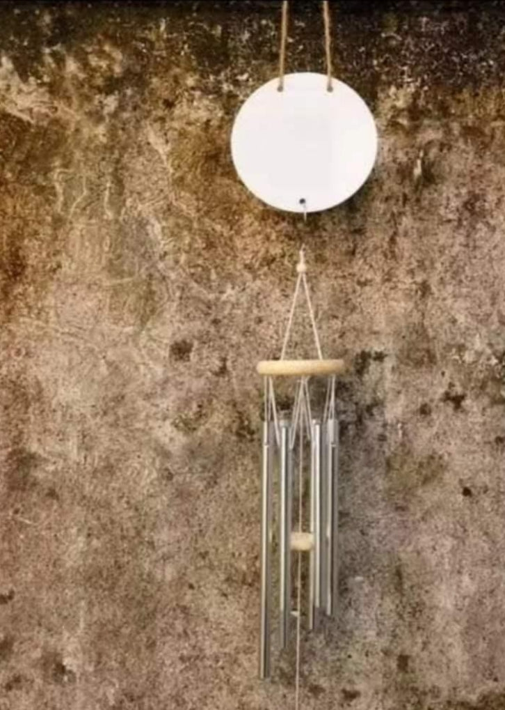 Sublimation wind chime with 6 inch round aluminum disc