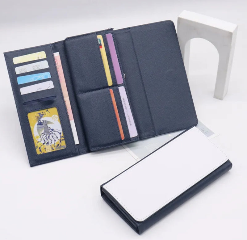 Sublimation trifold women's PU leather wallet Front View - Sublimation Blank Canada | WestCoastCraft