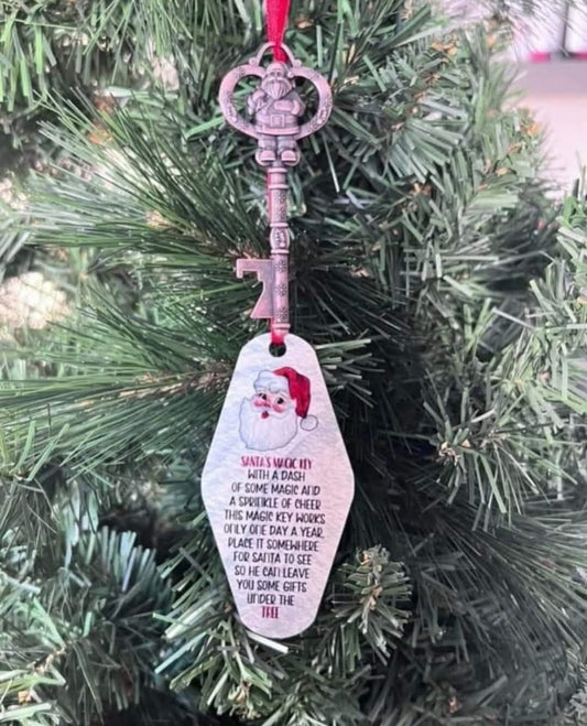 Acrylic motel key shape blank with Santa Metal magic key