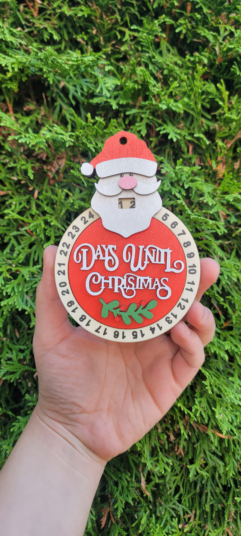 Christmas Countdown Ornament Days Until Christmas - Laser Engraved UV Printed Santa Wooden Decoration Canada