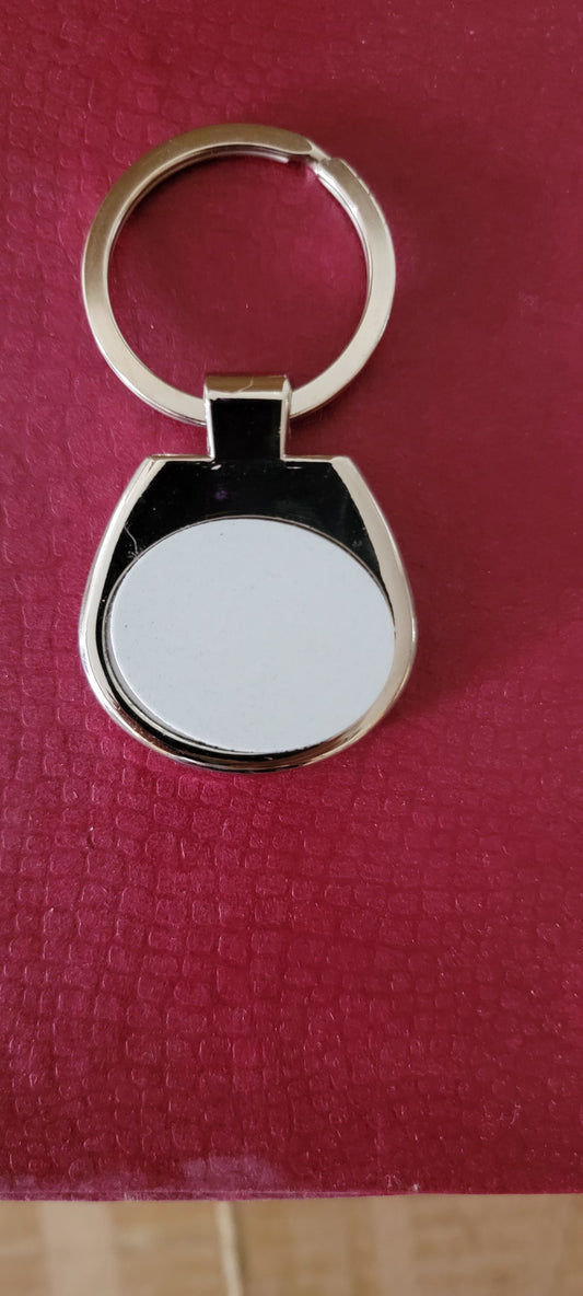 Metal oblong  keychain with oblong aluminum insert