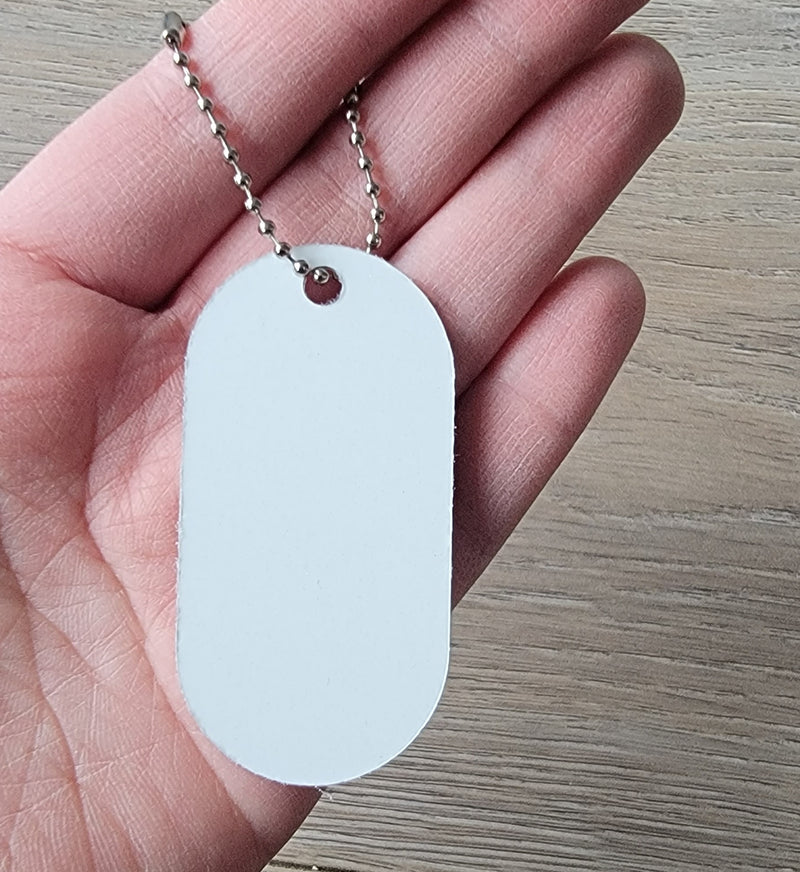 Aluminum Dog Tag Keychain Blank with Metal Chain - White Sublimation Dog Tag for Custom Heat Press Printing - Personalized Keychain and Necklace Canada