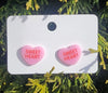 Conversation heart Stud earrings Side View - Sublimation Blank Canada | WestCoastCraft