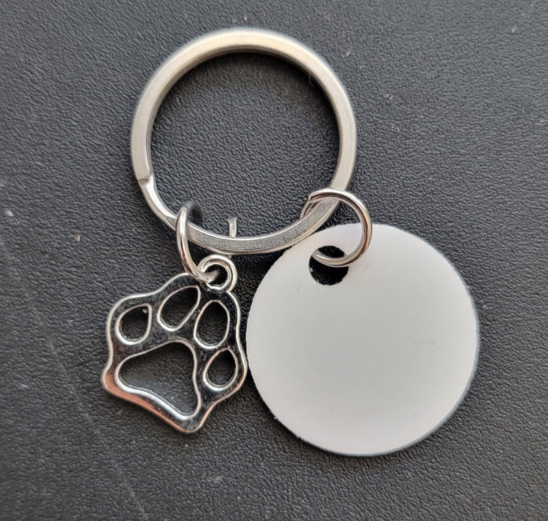 Stainless paw keychain with 1 in disc sublimation - Sublimation Blank Canada | WestCoastCraft