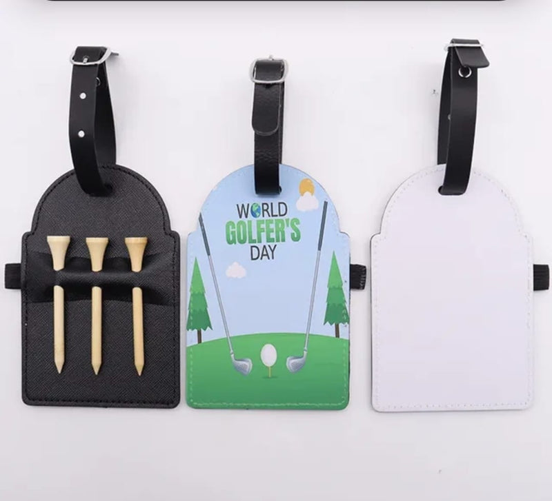 Sublimation Golf Tee tags PU Leather front view - Sublimation Blank Canada | WestCoastCraft