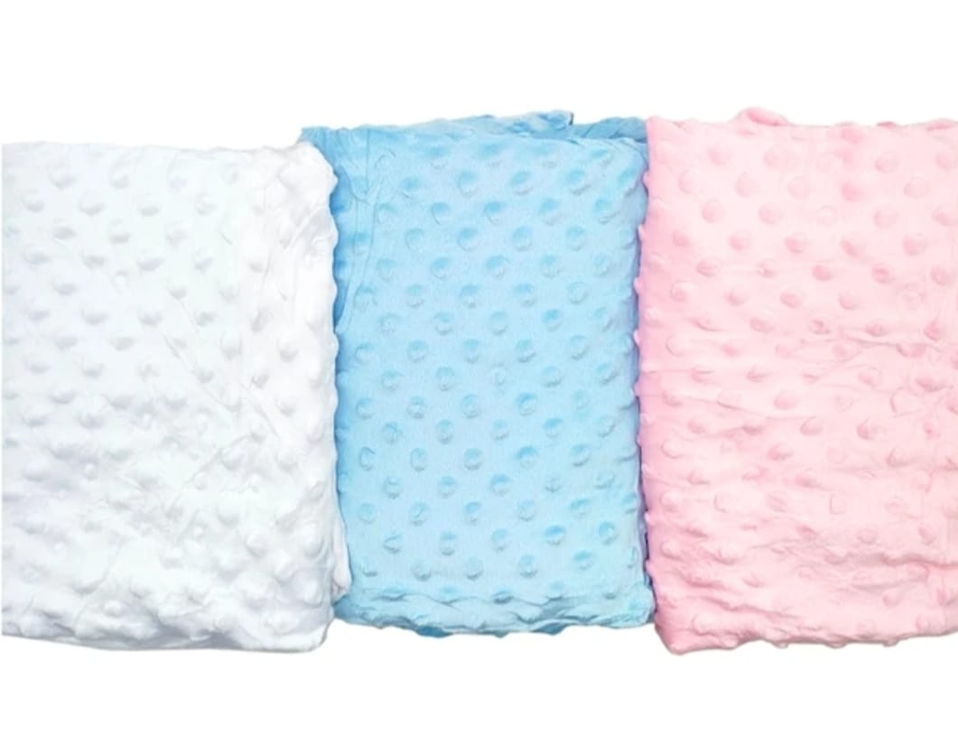 White, blue and pink raised-dot baby blanket blanks
