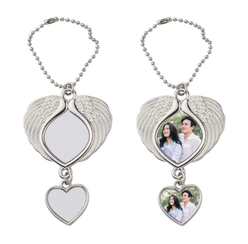 NEW! Angel wing Tear drop with Heart Disc sublimation car hanger front view - Sublimation Blank Canada | WestCoastCraft