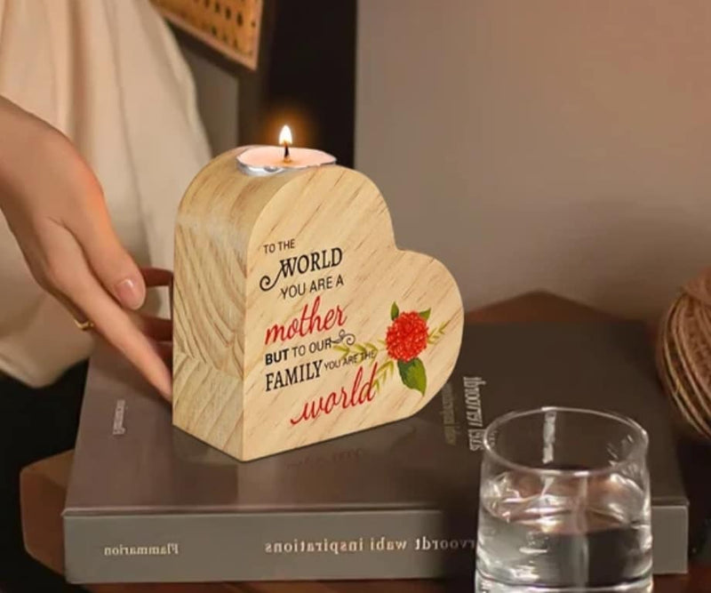 Sublimation Wooden Heart Candle Tea Light Holder front view - Sublimation Blank Canada | WestCoastCraft