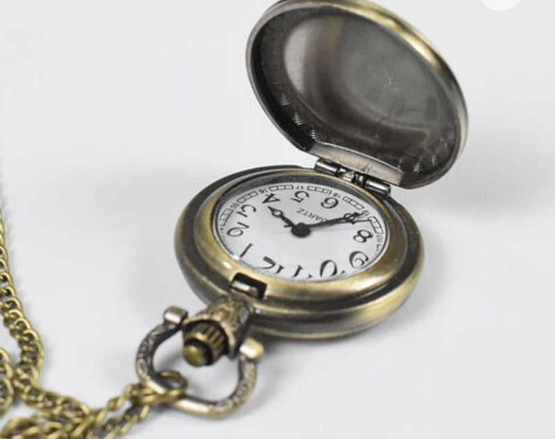 Sublimation Metal Pocket Watch Blank - Bronze Vintage Style with Open Lid Showing White Clock Face - Antique Retractable Chain Timepiece for Custom Heat Press Printing - Personalized Gift Canada