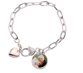 Sublimation Heart Metal Charm Bracelet front view - Sublimation Blank Canada | WestCoastCraft