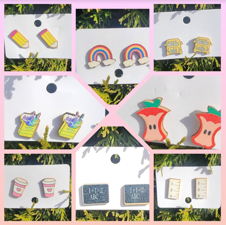 Teacher Appreciation Day Stud Earrings front view - Sublimation Blank Canada | WestCoastCraft