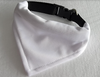 Close front view of a white buckle dog scarf