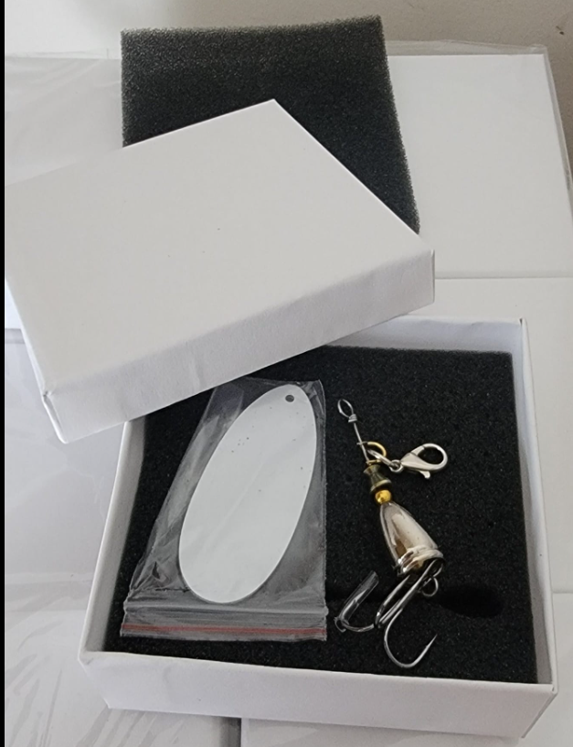 Sublimation Fishing Lures with box front view - Sublimation Blank Canada | WestCoastCraft