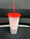 710 mL Color Changing Reusable Christmas Cups with Straw Back View - Sublimation Blank Canada | WestCoastCraft