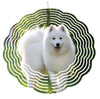 Aluminum Wind Spinner with Custom Pet Photo Sublimation Print - Samoyed Dog Garden Spinner Example - Personalized Outdoor Wind Spinners Canada