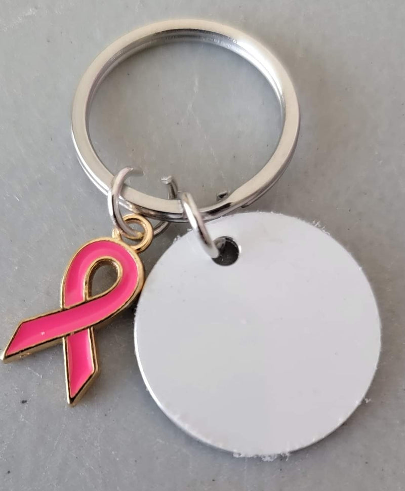 Pink ribbon charm with 1 in disc sublimation