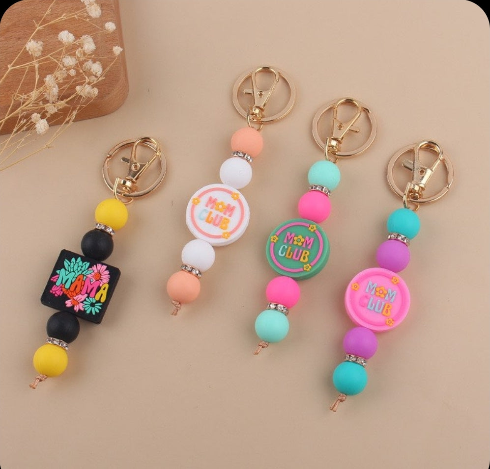 Mama beaded keychain with 1.5 inch sublimatino disc front view - Sublimation Blank Canada | WestCoastCraft