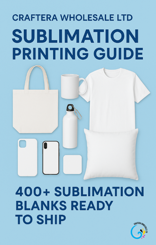 Craftera Sublimation Printing Guide eBook Cover - 400+ Blanks Heat Press Instructions Canada