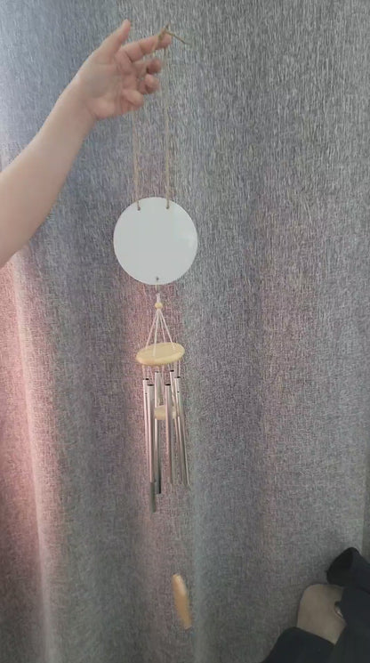Sublimation wind chime with 6 inch round aluminum disc