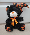Black Halloween Teddy Bear with Pumpkin Print - 30cm Sublimation Plush Orange Ribbon Canada