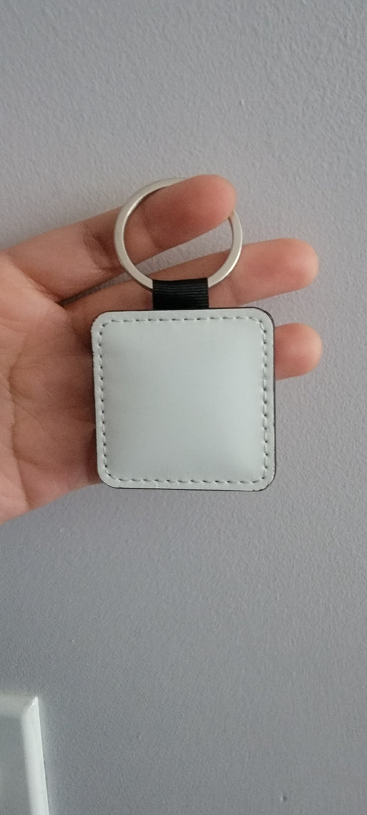 PU leatherette square keychain for sublimation