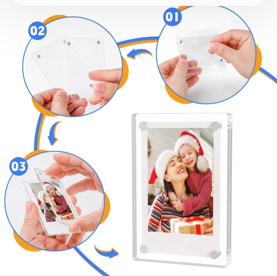 Acrylic rectangle photo magnet with double sided sublimation aluminum card insert