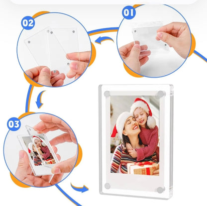 Acrylic rectangle photo magnet with double sided sublimation aluminum card insert