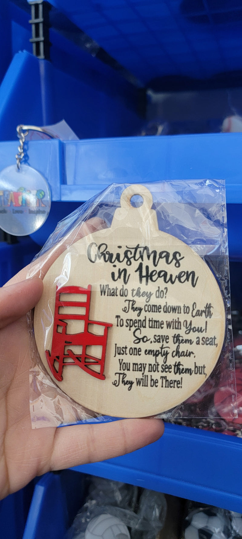 Christmas in heaven memorial ornament sublimation blank - empty chair remembrance holiday decoration Canada sympathy keepsake gift wholesale