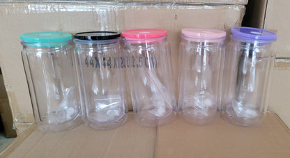 16 oz ACRYLIC PLASTIC SNOW GLOBE CUPS WITH SILICONE LID