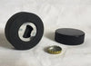 Hockey-puck blank with round white insert and detached insert component