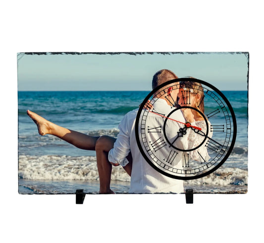 Sublimation Rock photo slate clock Front View - Sublimation Blank Canada | WestCoastCraft