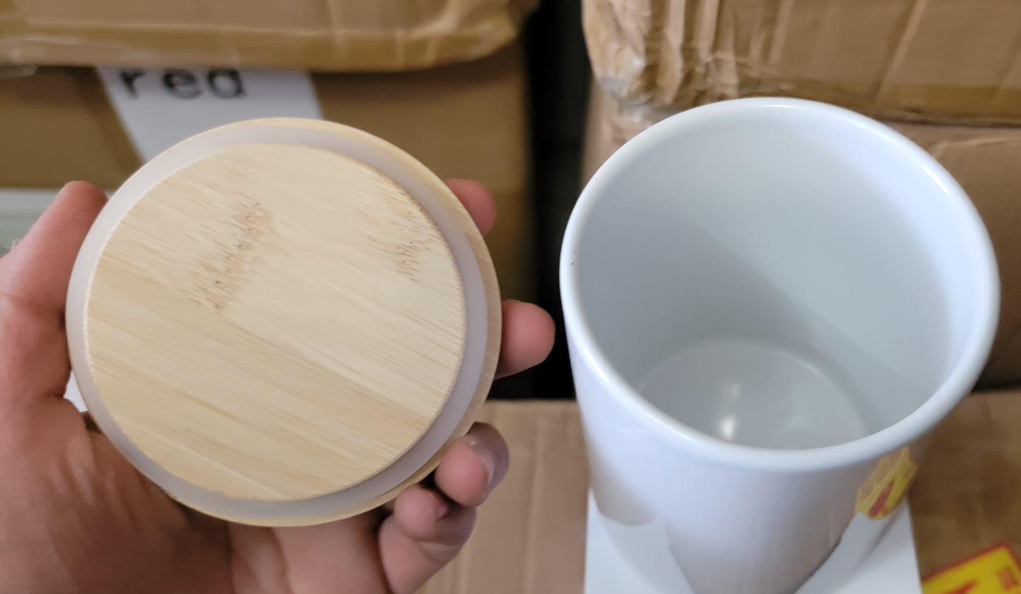 *NEW* Sublimation 15 oz CERAMIC jar WITH BAMBOO LID