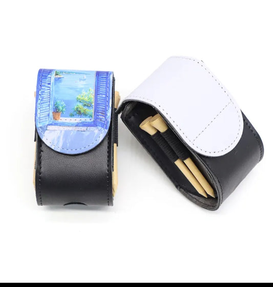 PU Leather sublimation golf ball and tees holder
