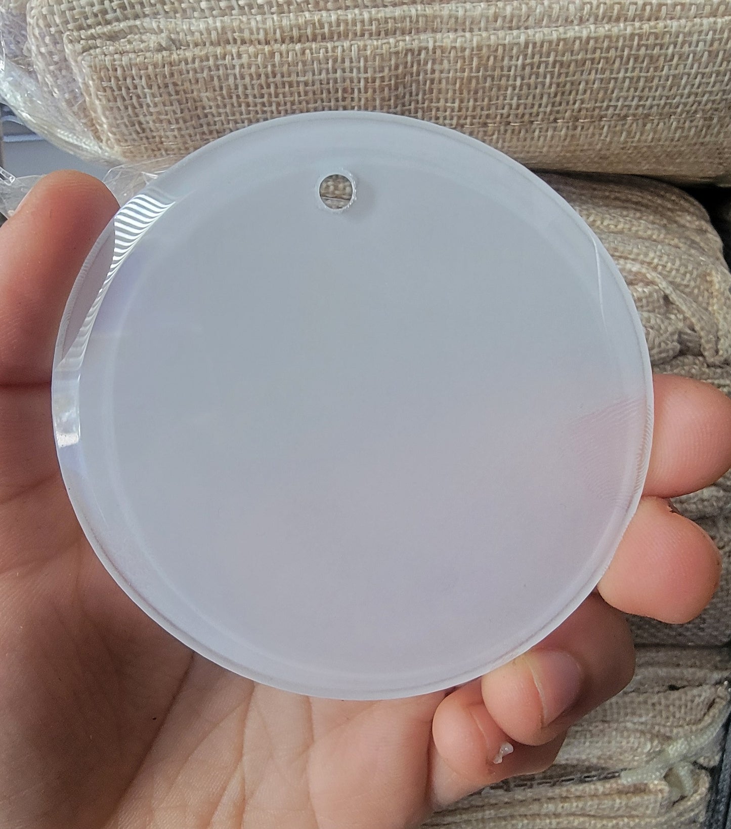 Frosted Tempered glass round ornaments for sublimation
