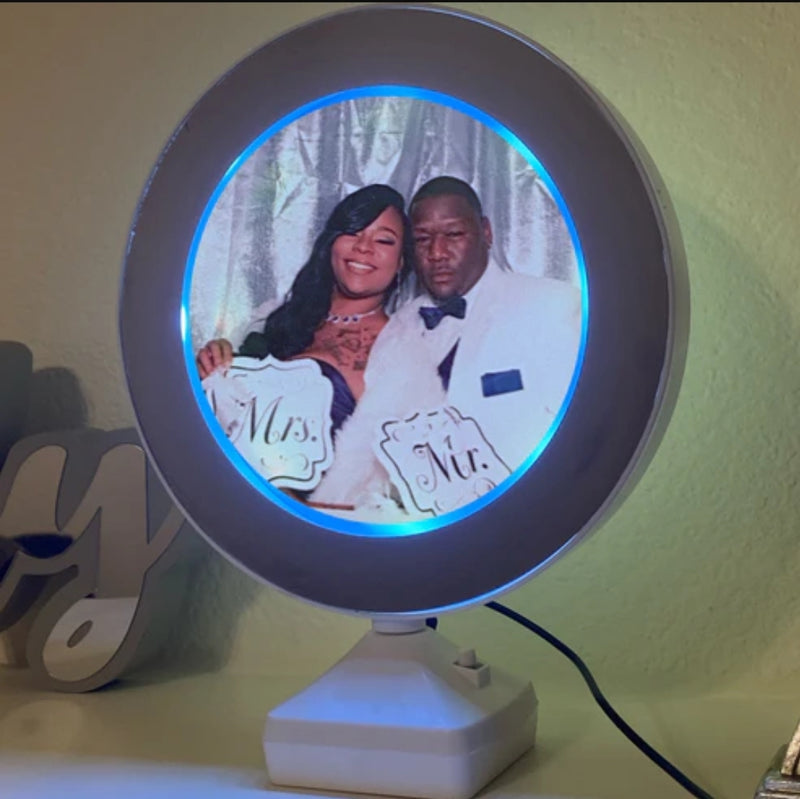 Sublimation LED Magic Mirror Photo Frame with Custom Wedding Couple Print - 2-in-1 LED Light Ring Makeup Mirror Blank with Personalized Mr and Mrs Photo - Premium Heat Press Printable Gift Canada