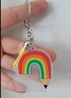 Preprinted Rainbow/pencil acrylic keychain front view - Sublimation Blank Canada | WestCoastCraft
