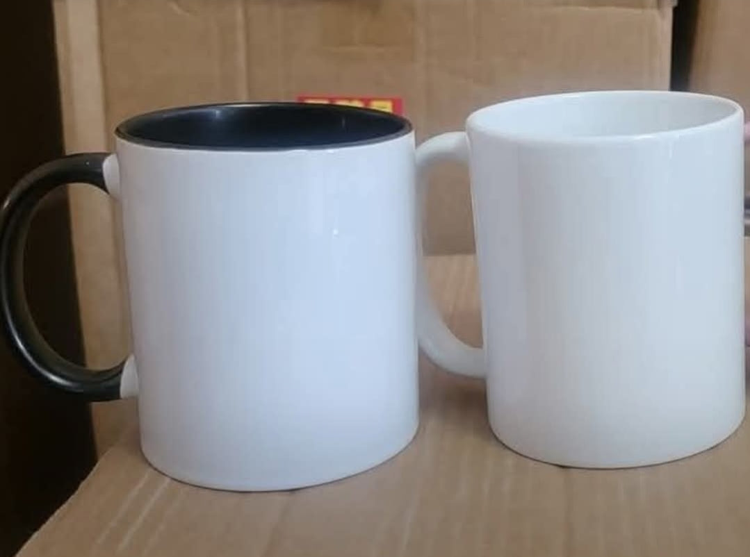 11oz Sublimation Mugs Bundle - Black Handle Interior Mug and White Ceramic Mug for Custom Heat Press Printing - Premium Coffee Mugs Wholesale Canada - Sublimation Drinkware Blanks