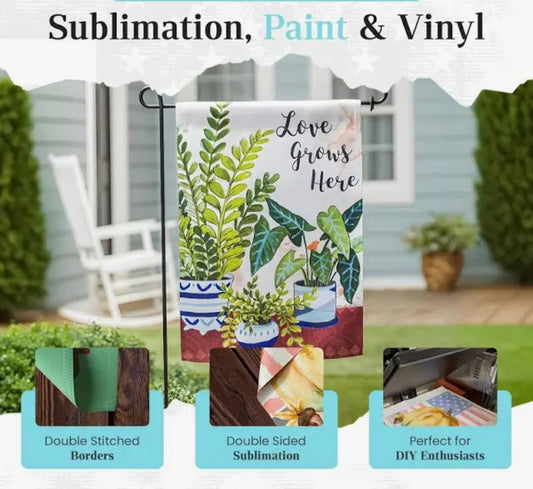 SUBLIMATION GARDEN FLAT KIT WITH POLE DOUBLE SIDED SUBLIMATION Front View - Sublimation Blank Canada | WestCoastCraft