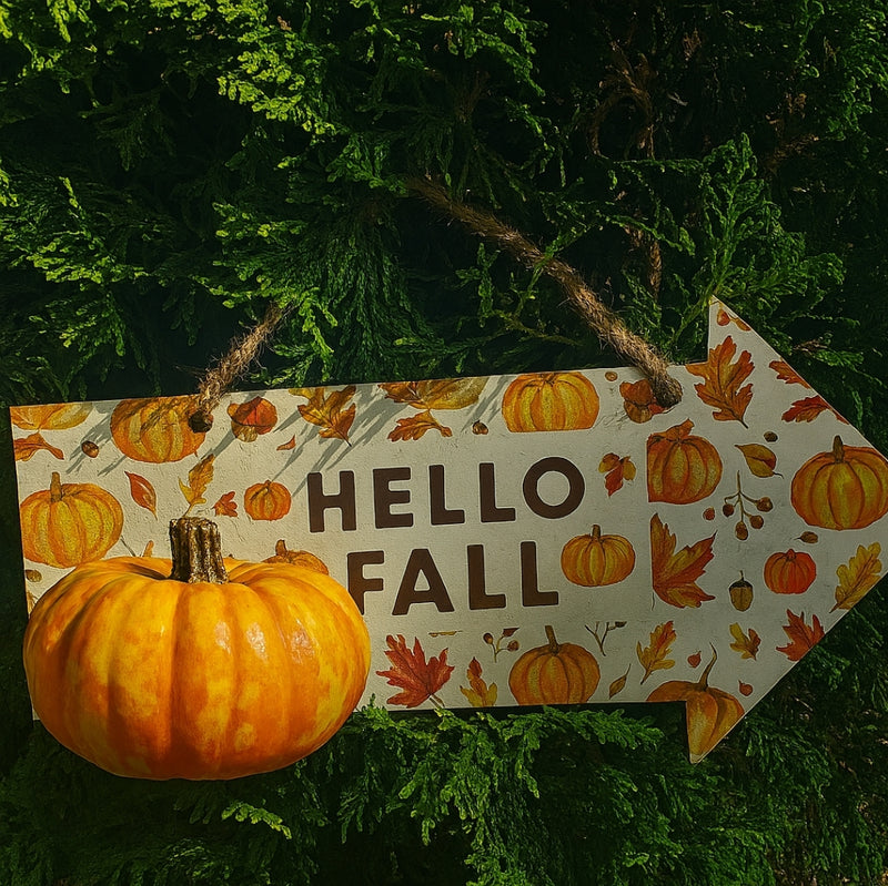 Finished fall pumpkin arrow sign example
