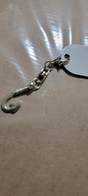 Fishing hook charm with dog tag aluminum disc