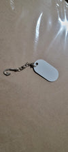 Fishing hook charm with dog tag aluminum disc