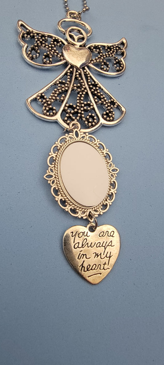 Angel Wing With oval sublimation disc and charms