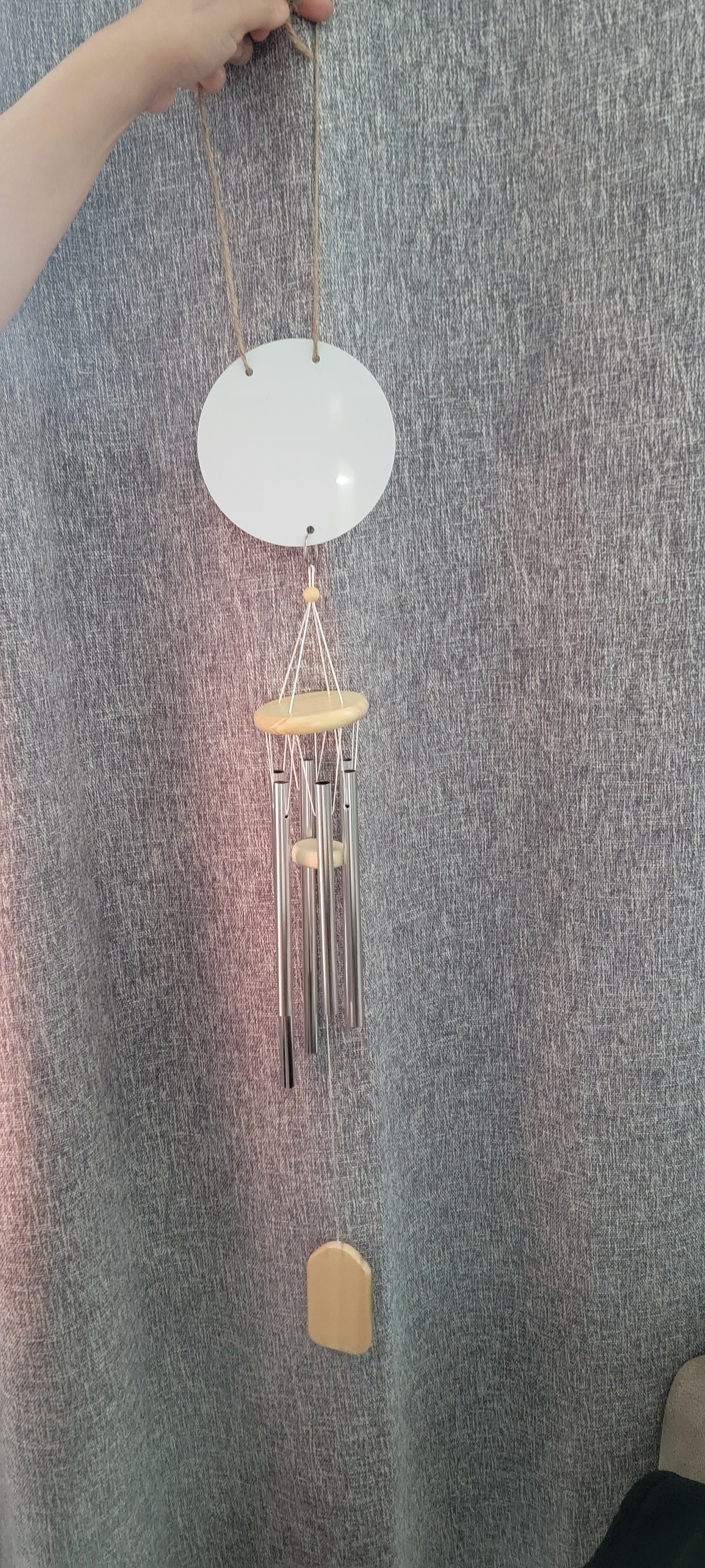 Sublimation wind chime with 6 inch round aluminum disc