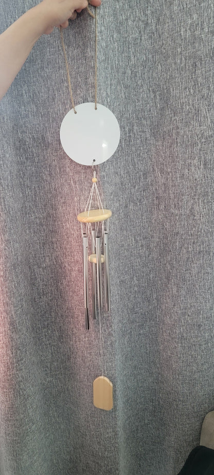 Sublimation wind chime with 6 inch round aluminum disc